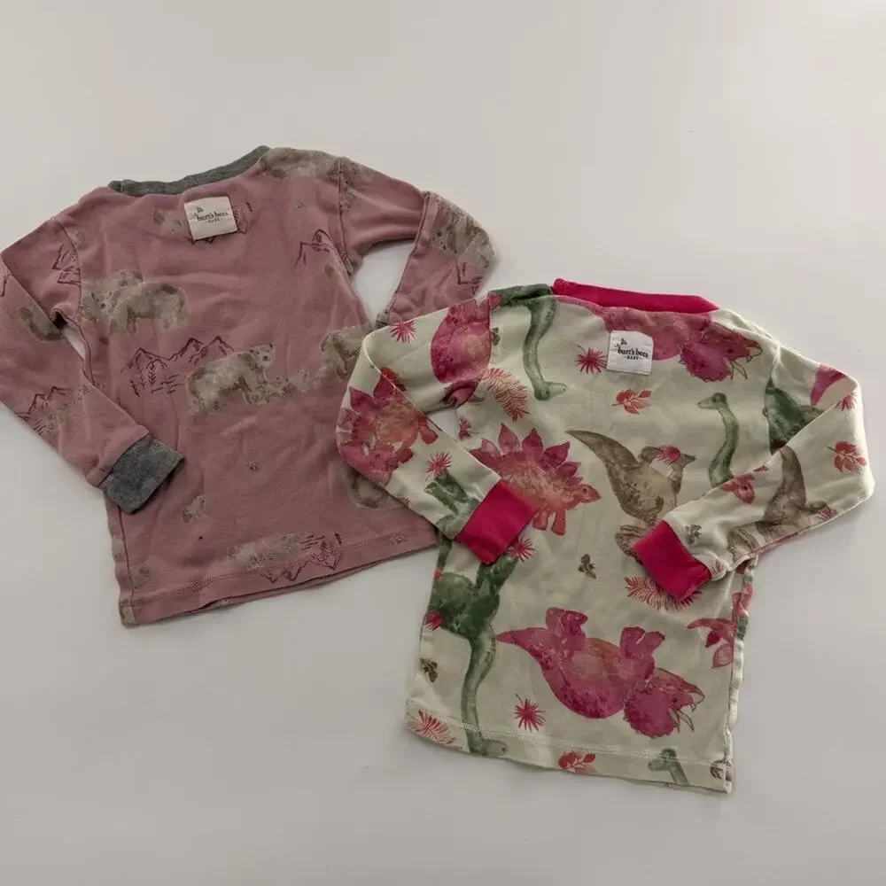 Burt’s Bees Baby Girls Toddler 2 Sets Pajamas Pink Dinosaurs Polar Bears 18M